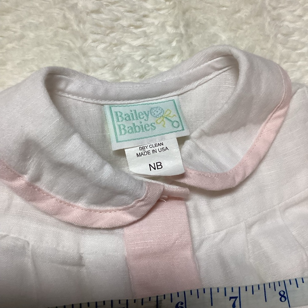 Bailey Babies USA Newborn Ruffle Front White/pink Daygown Linen - Picture 3 of 5